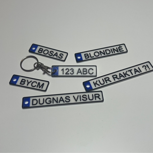 Personalizuojamas Automobilio Numerio Raktų Pakabukas